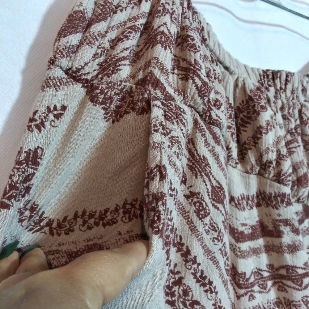 Free People Brown and Cream Patterned Harem Pants Size S - Picture 5 of 9